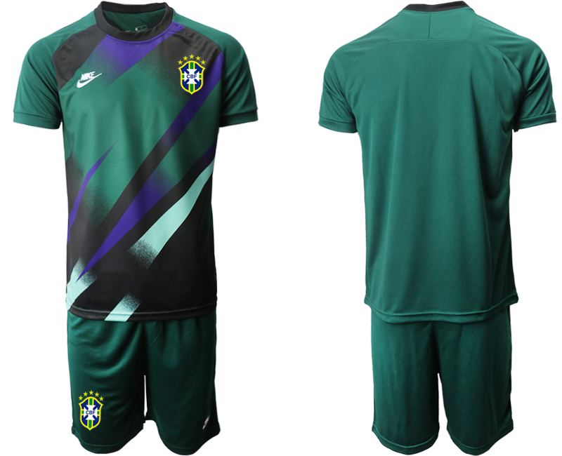 Men 2020-2021 Season National team Brazil goalkeeper green Soccer Jersey